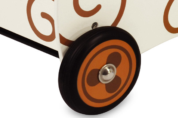 Rubberen wielen, geschikt voor houten vloeren.