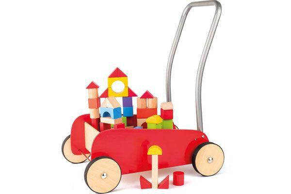 Gave loopwagen met 51 blokjes